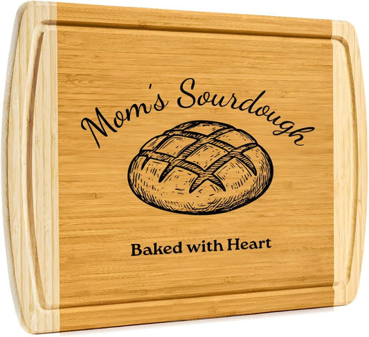 Personalized sourdough bread board engraved with a name
