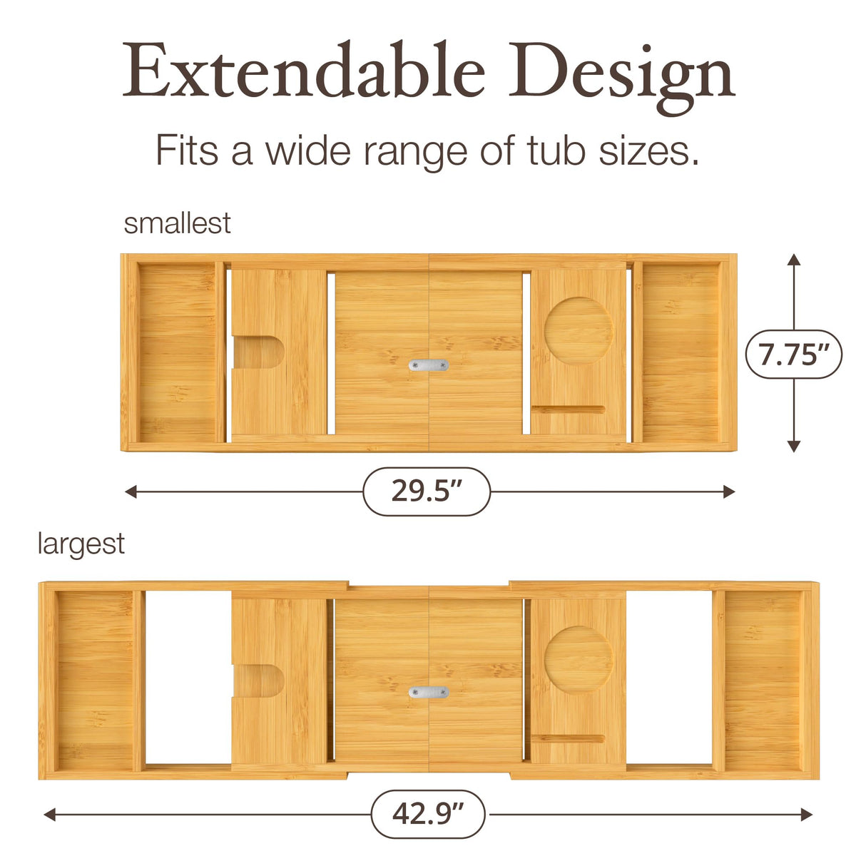 Bath tray expands to fit most tubs
