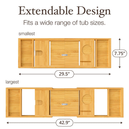 Bath tray expands to fit most tubs