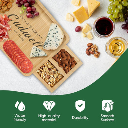 Engraved charcuterie board set contents