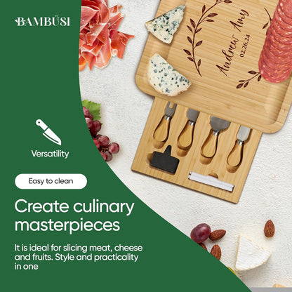 Engraved charcuterie board detail