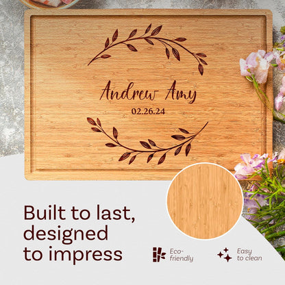 Engraved cutting board serving