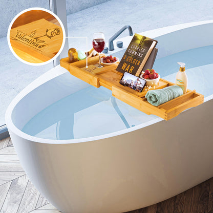 Engraved bath tray gift