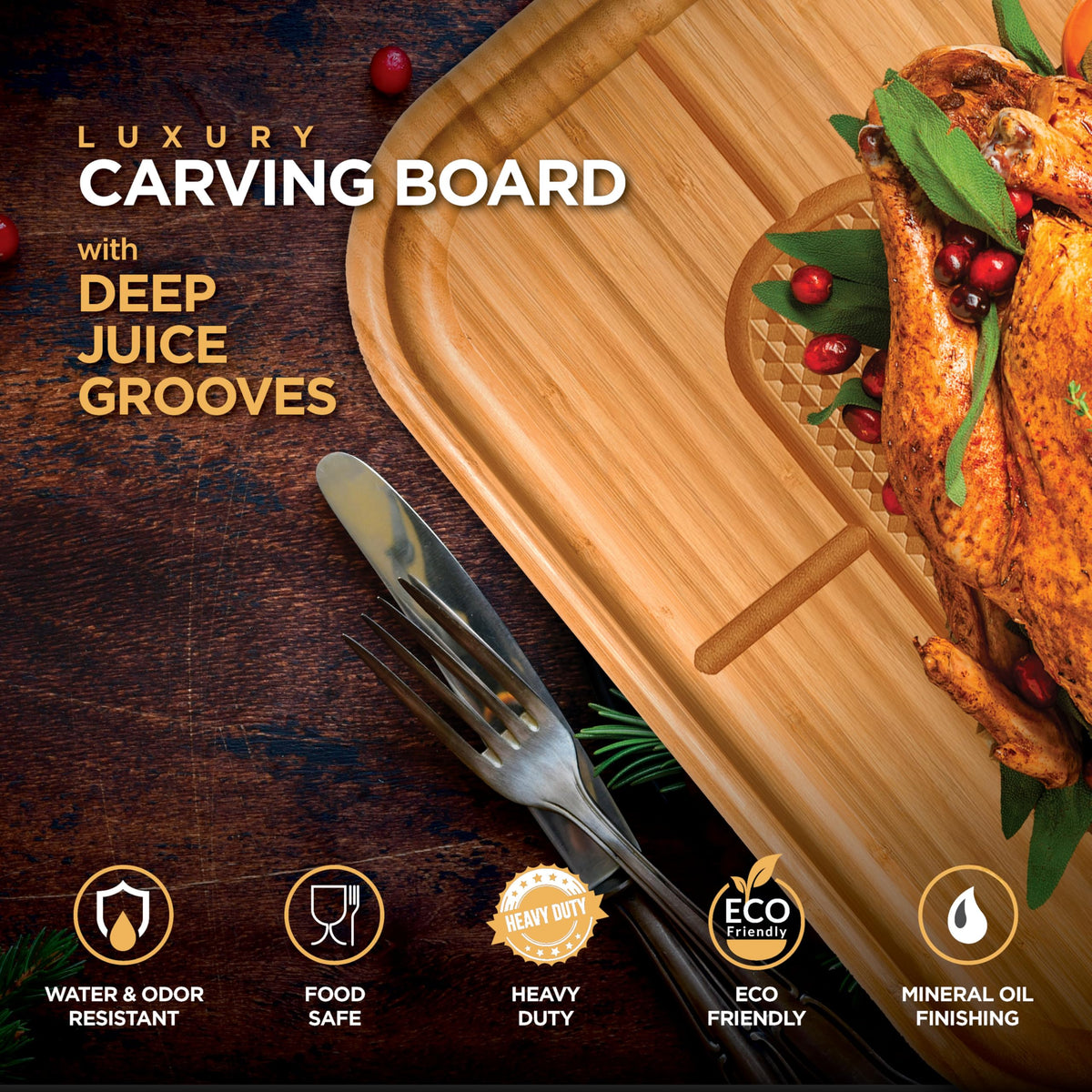 Carving a roast on the engraved board