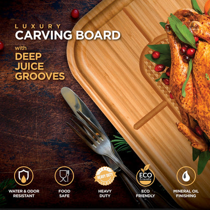 Carving a roast on the engraved board