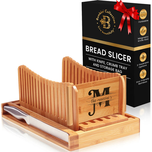 Personalized bamboo bread slicer, Design 1