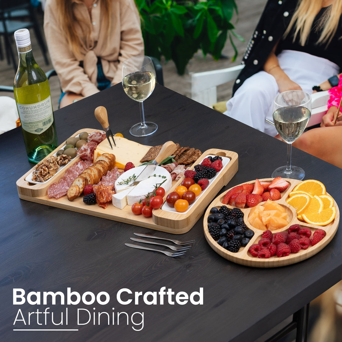 Charcuterie board set at a party