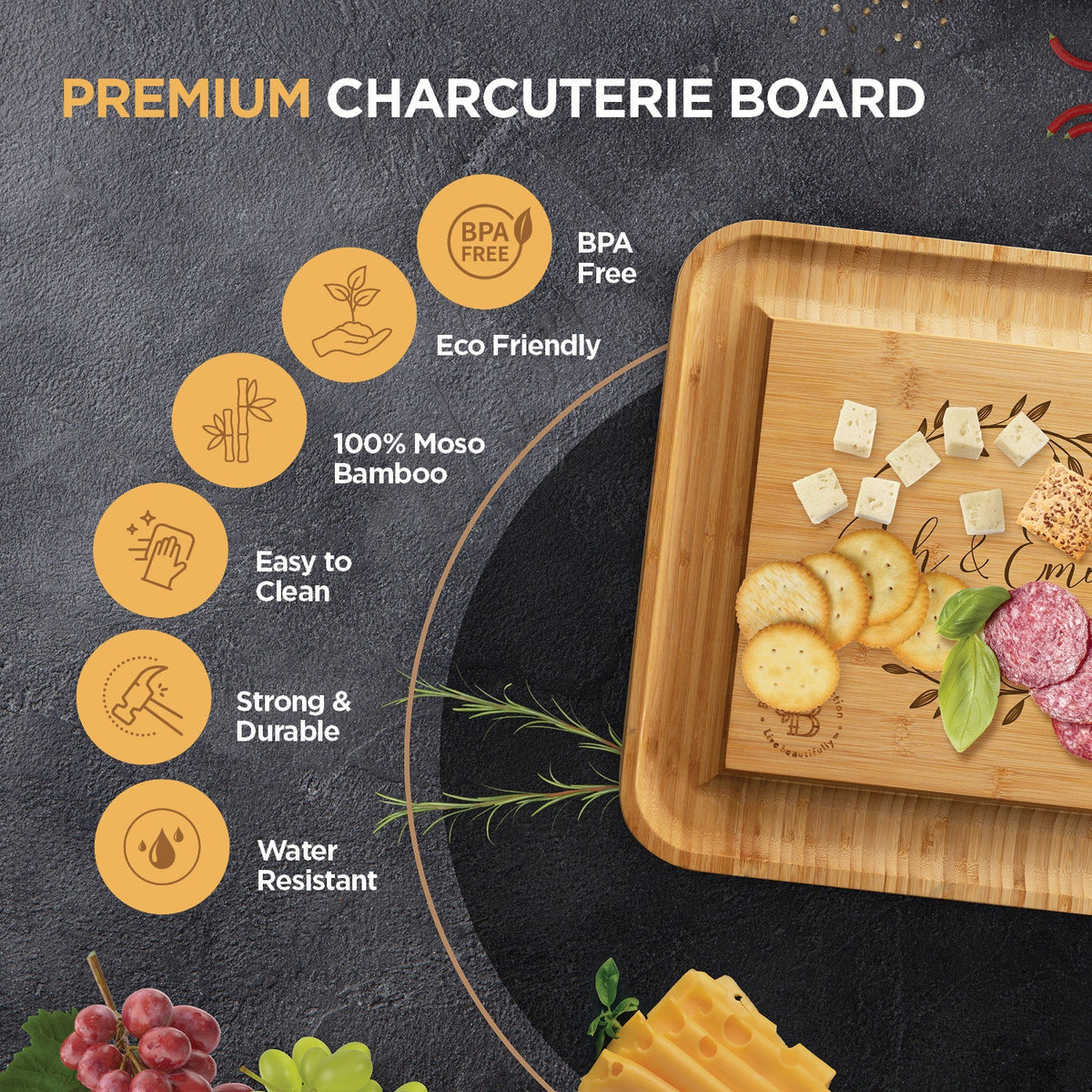 Engraved charcuterie board size