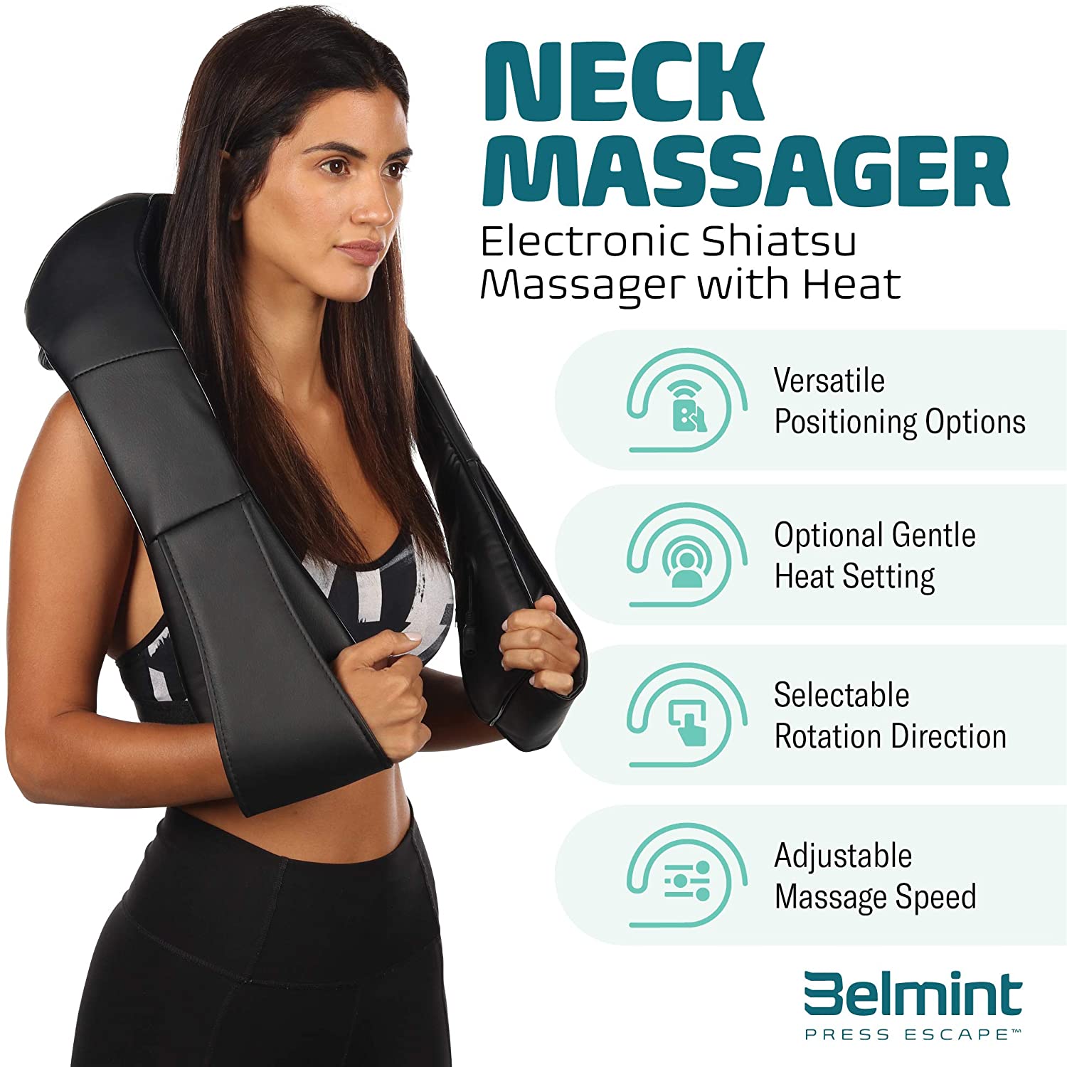 Mynt Shiatsu Heat Neck Massager with 8 Massage nodes