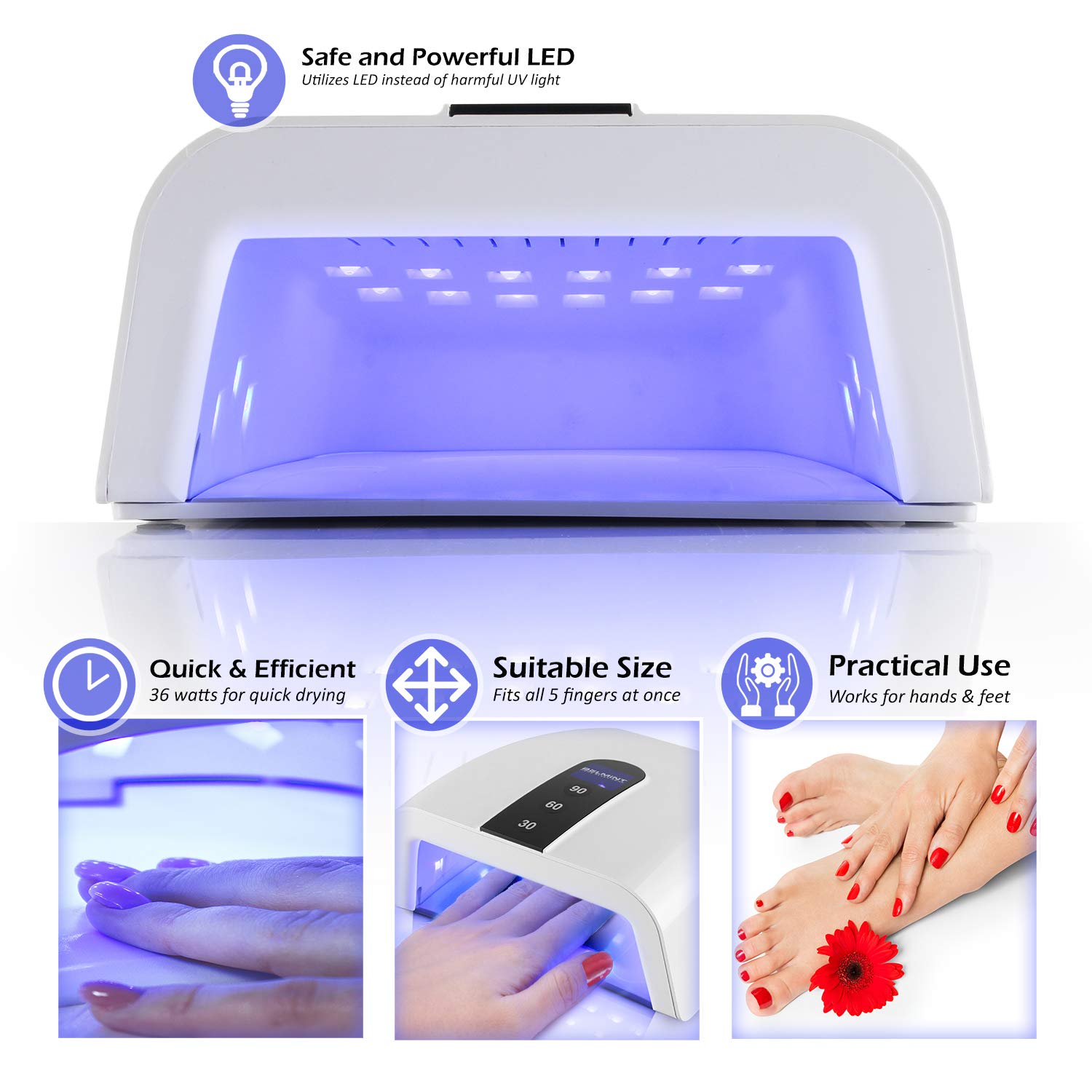 UV LED Nail Lamp LKE LED Nail Lamp 72W UV Light for Nails with 3 Timer  Setting & LCD Touch Display Screen Nail Lamp Nail Dryer UV Nail Lamp for  Gel Nail